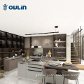 Frosted Glass Kitchen Cabinets Brown high-end kitchen customized for sale kitchen cabinets Factory